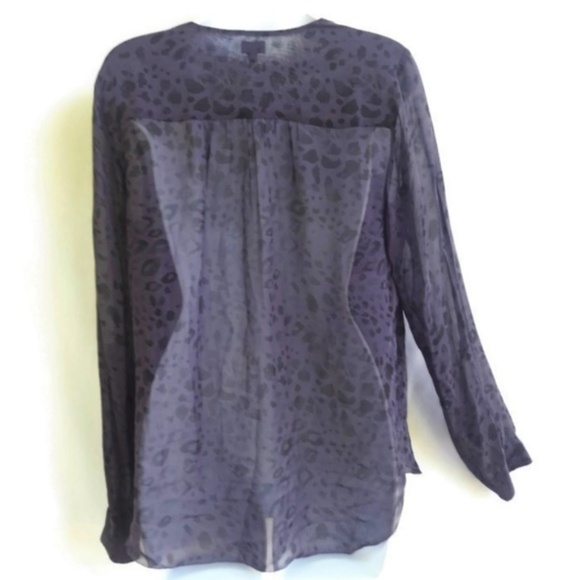 T Babaton Blouse Sheer Pure Silk Button Animal M - Picture 3 of 7